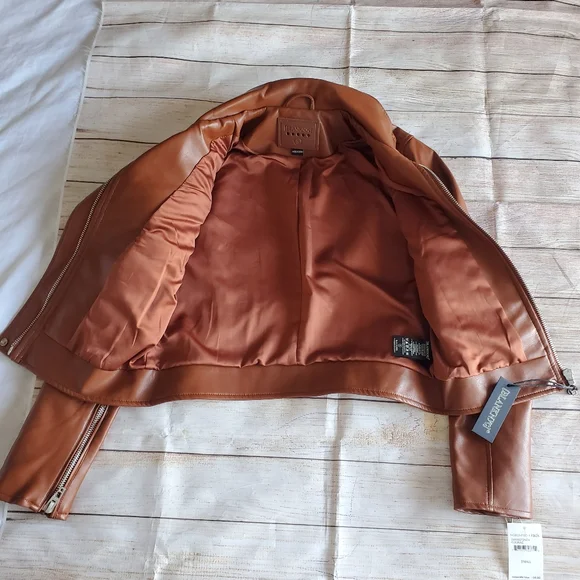 NEW VEGAN LEATHER MOTO JACKET NEW - Picture 9 of 12